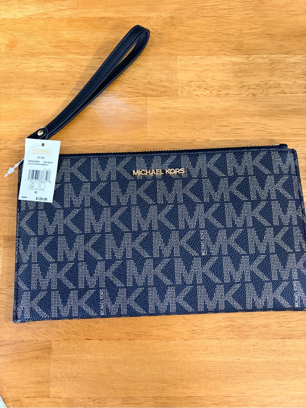 Michael Kors Navy Signature MK Wristlet Clutch NWT
